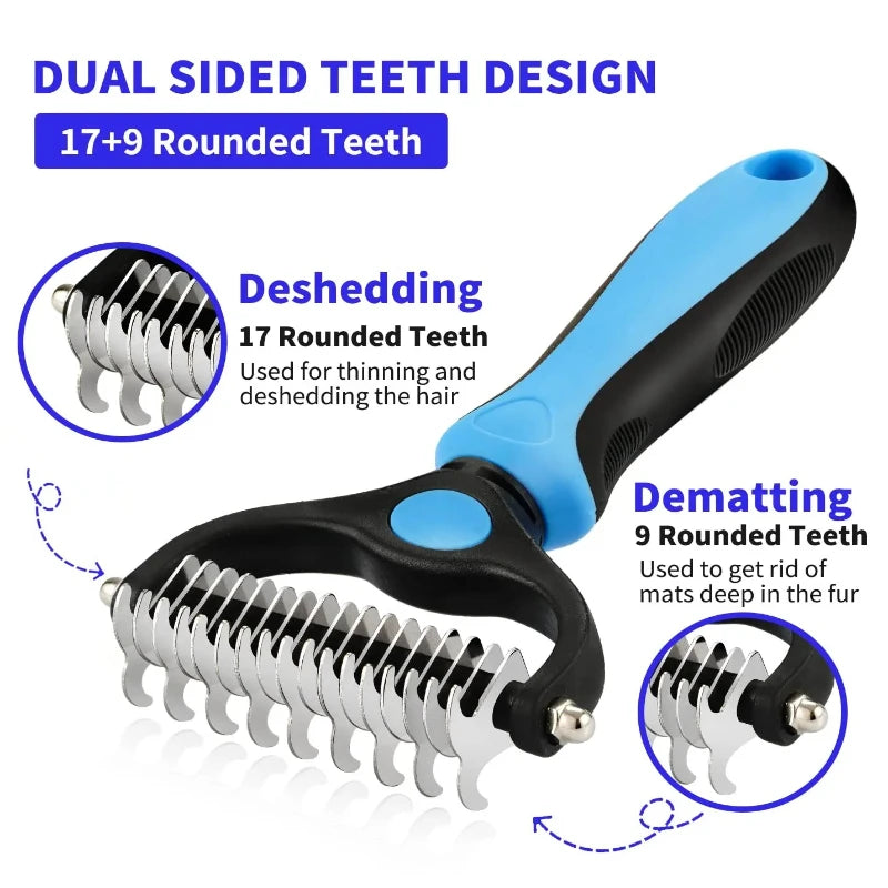 Pet Dematting Comb & Deshedding Brush